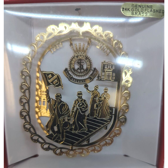2004 Salvation Army 24K Gold Flashed Brass Christmas Ornament 3-D Dangler Cutout - Picture 5 of 5